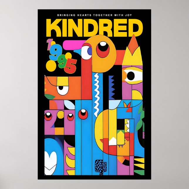 Póster Abstract Art Poster Kindred 1995 Exhibition Print (Frente)