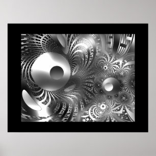 Póster Abstract Art Poster Silver Space
