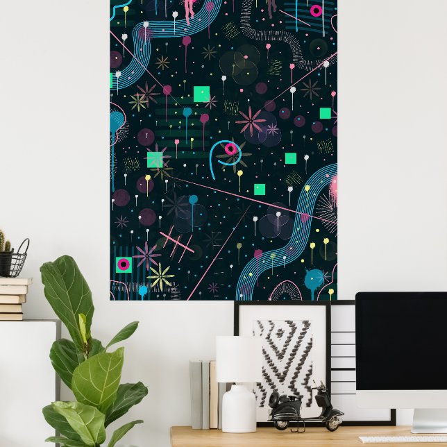 Póster Abstract Art: Winter Skies (Oficina en casa)