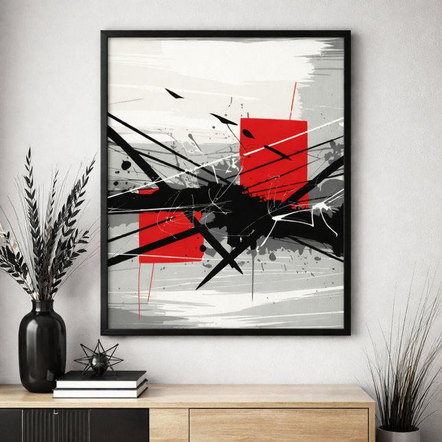 Póster Abstract Art with Red Blocks & Black Strokes (Subido por el creador)