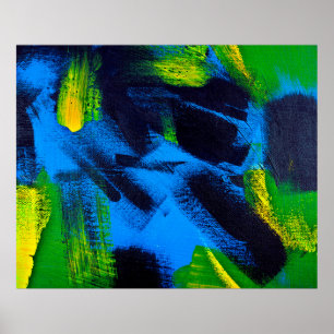 Póster Abstract background. Acrylic black, yellow, blue,