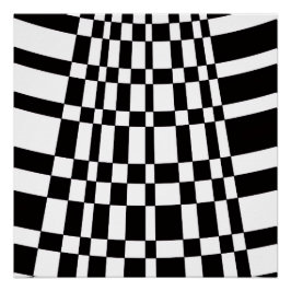 Póster Abstract Black and White Checks