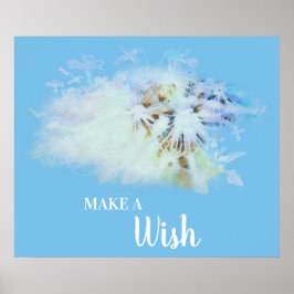 Póster *~* Abstract Blue DANDELION Make Wish Poster
