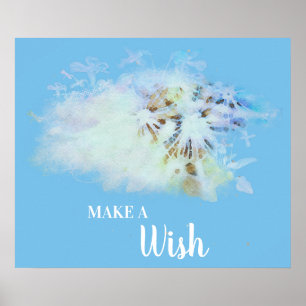 Póster *~* Abstract Blue DANDELION Make Wish Poster