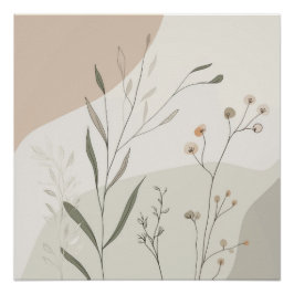 Póster Abstract Botanical Wall Art – Minimal Wildflower N