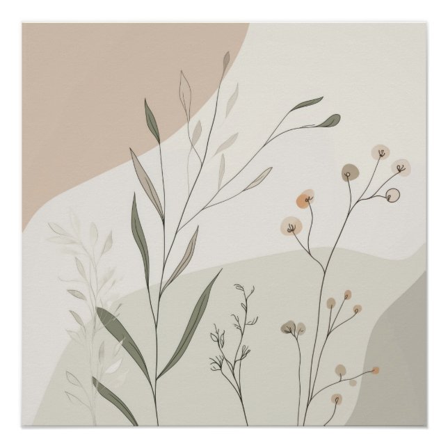 Póster Abstract Botanical Wall Art – Minimal Wildflower N (Anverso)