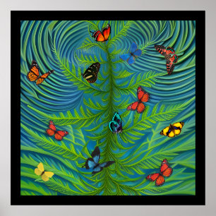 Póster Abstract Butterfly Dream Garden