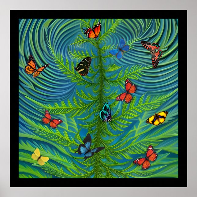 Póster Abstract Butterfly Dream Garden (Frente)