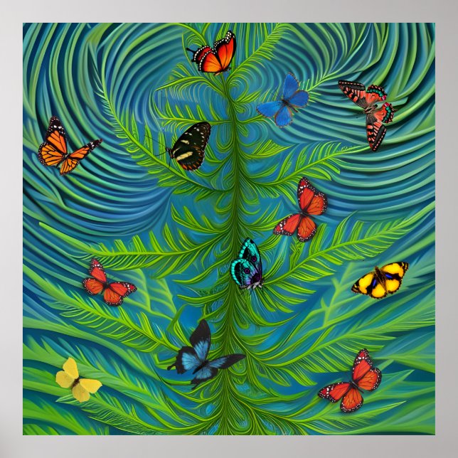 Póster Abstract Butterfly Dream Garden (Frente)