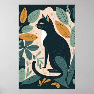 Póster Abstract Cat Poster Home Decor