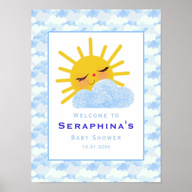Póster Abstract Cloud Pattern Sunshine Baby Shower (Frente)