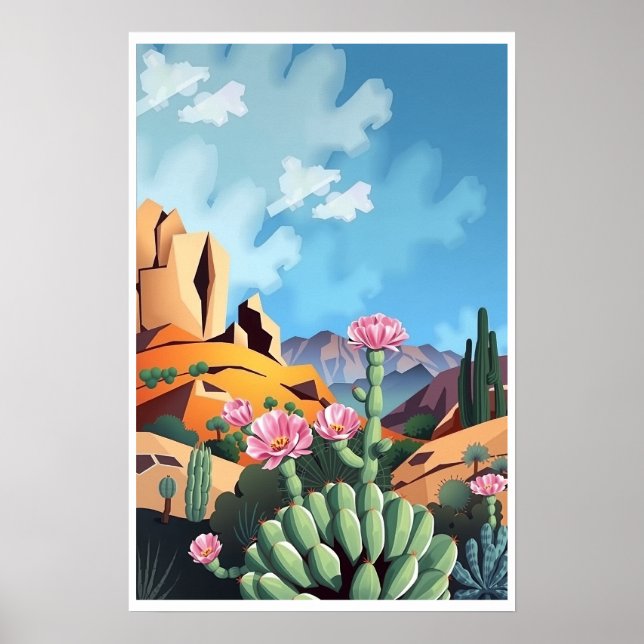 Póster Abstract Colorado Mountains Desert Cactus (Frente)
