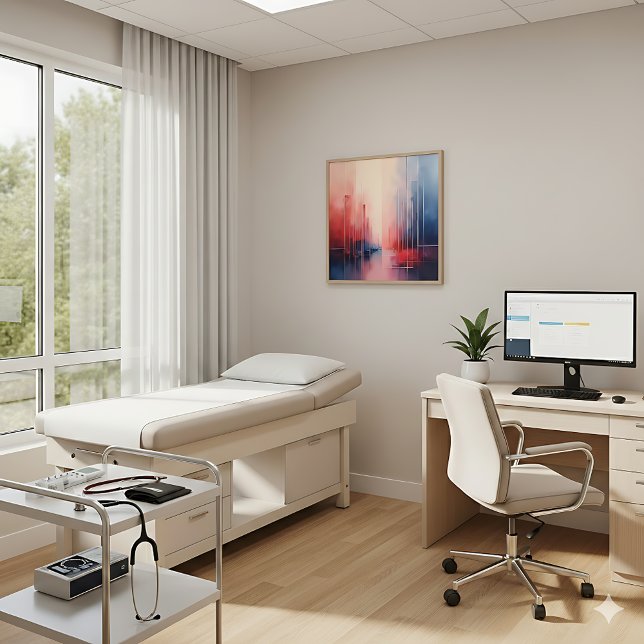 Póster Abstract Coral and Blue Geometric Art  (Subido por el creador)