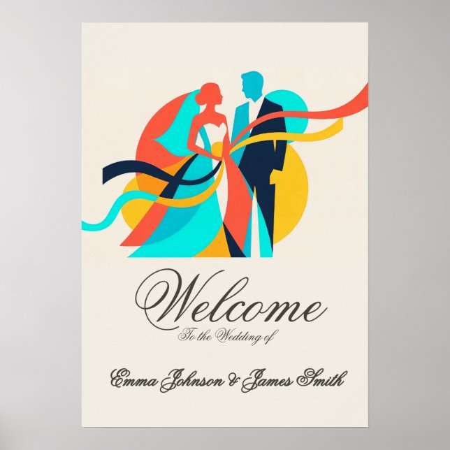 Póster Abstract Cream Wedding Poster  (Frente)