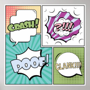 Póster Abstract creative concept comic pop art style blan