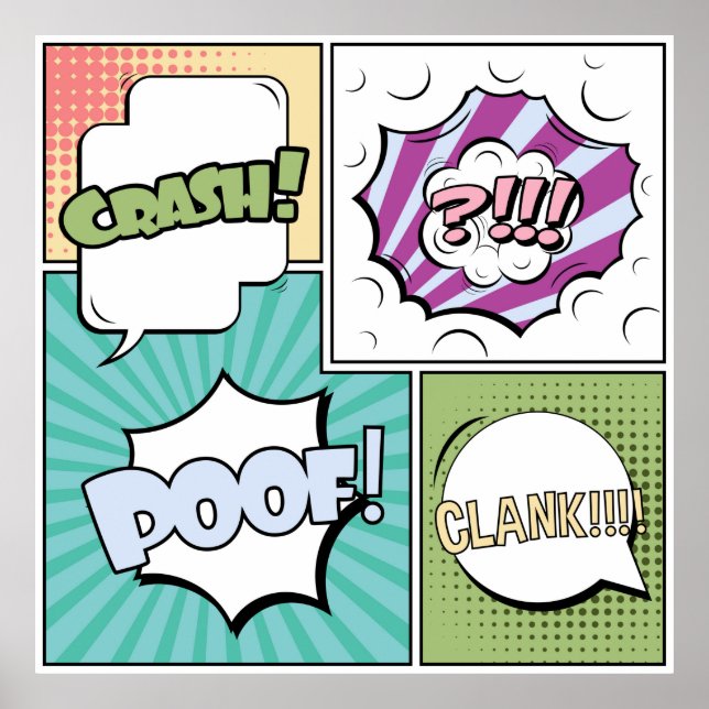 Póster Abstract creative concept comic pop art style blan (Frente)