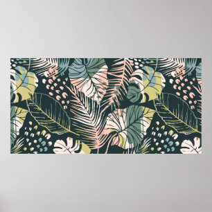 Póster Abstract creative seamless pattern with tropical p