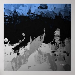 Póster Abstract dark blue and grey