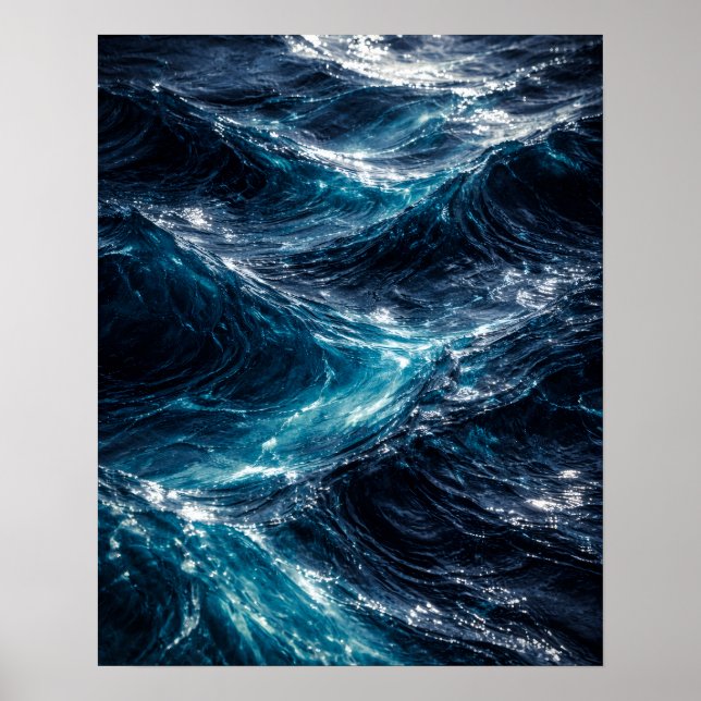 Póster Abstract Deep Ocean Water Ripple Art Poster (Frente)