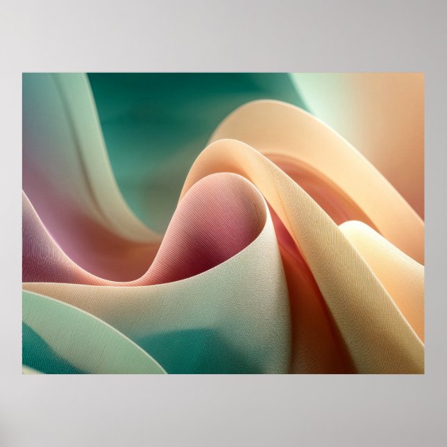 Póster Abstract Drapery with Pastel Gradient Flow (Frente)