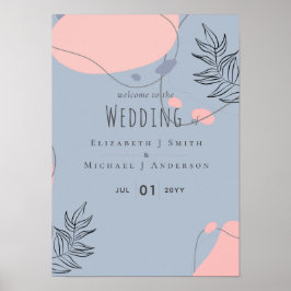 Póster Abstract Dusty BLUE Blush PINK Wedding Budget