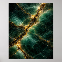 Póster Abstract Emerald Green Jade and Gold Art Poster