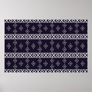 Póster Abstract ethnic geometric pattern design Blue back