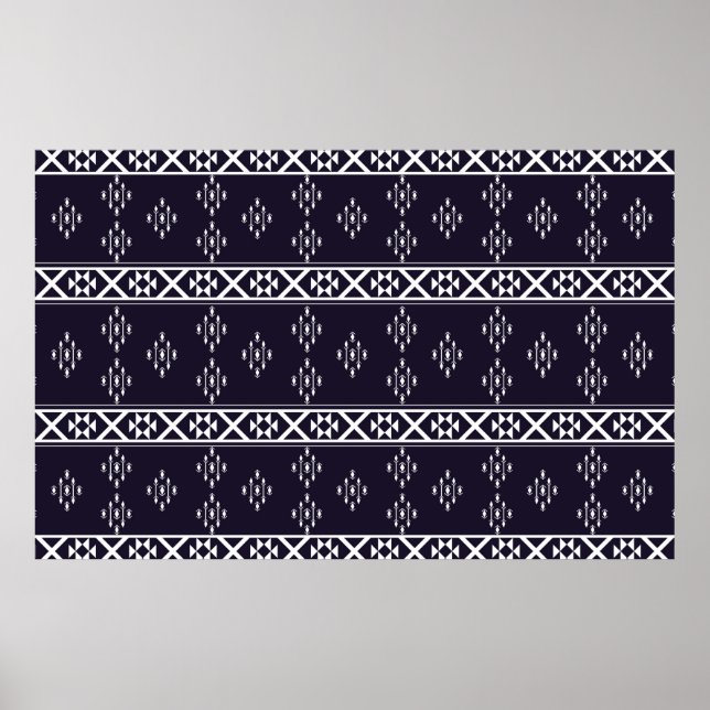 Póster Abstract ethnic geometric pattern design Blue back (Frente)