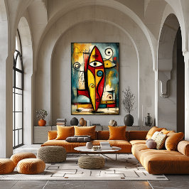 Póster Abstract Expressionist Surfboard – Symbolic Modern