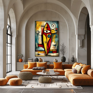 Póster Abstract Expressionist Surfboard – Symbolic Modern