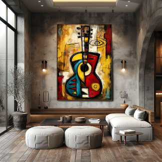 Póster Abstract Expressionist Ukulele – Symbolic Modern