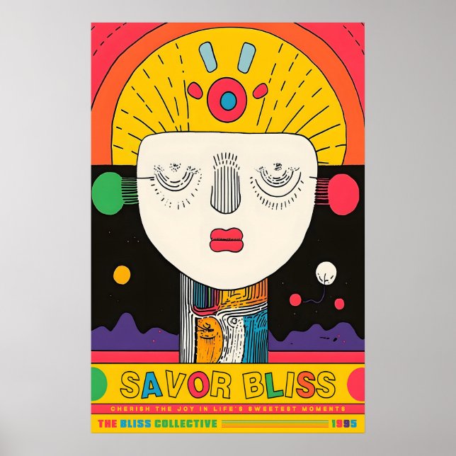 Póster Abstract Face Art Print Retro Pop Exhibition (Frente)