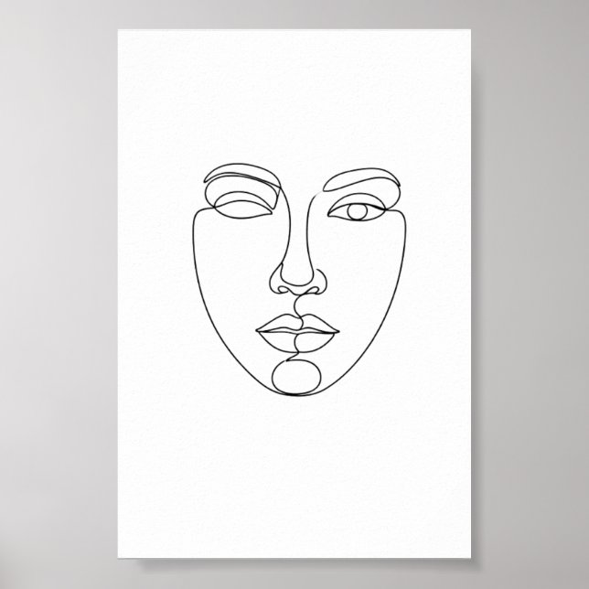 Póster Abstract Face Minimalist Line Art Poster (Frente)