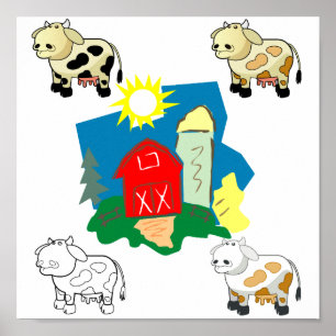 Póster Abstract Farm and Personalizado Cows Canvas Pring