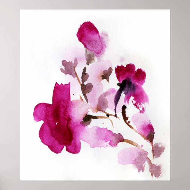 Póster Abstract floral watercolor paintings 2 (Frente)