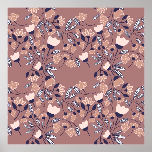 Póster Abstract flowers seamless pattern. Colorful backgr (Frente)