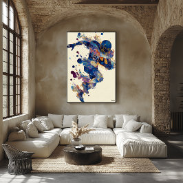 Póster Abstract Fluid Ink Football Player – Expressive 