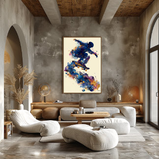 Póster Abstract Fluid Ink Skater – Modern Motion Wall Art