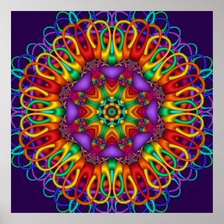 Póster Abstract fractal Bright shining Mandala