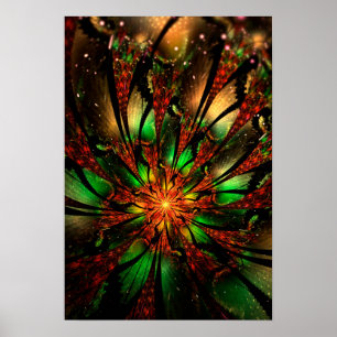 Póster Abstract fractal flower design.