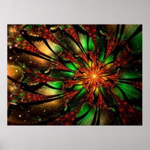 Póster Abstract fractal flower design.