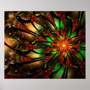 Póster Abstract fractal flower design.