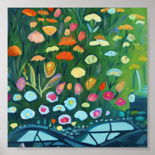 Póster Abstract garden painting