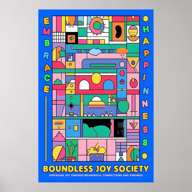 Póster Abstract Geometric Joy Poster Vibrant Modern Wall (Frente)