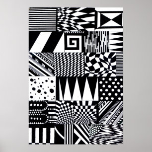 Póster abstract geometric shapes black white pattern hand