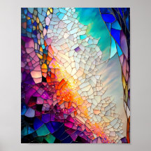 Abstract geometric stained glass pattern
