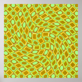Póster Abstract geometric swirl retro lime pattern
