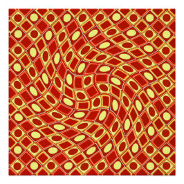 Póster Abstract geometric swirl retro pattern in red 
