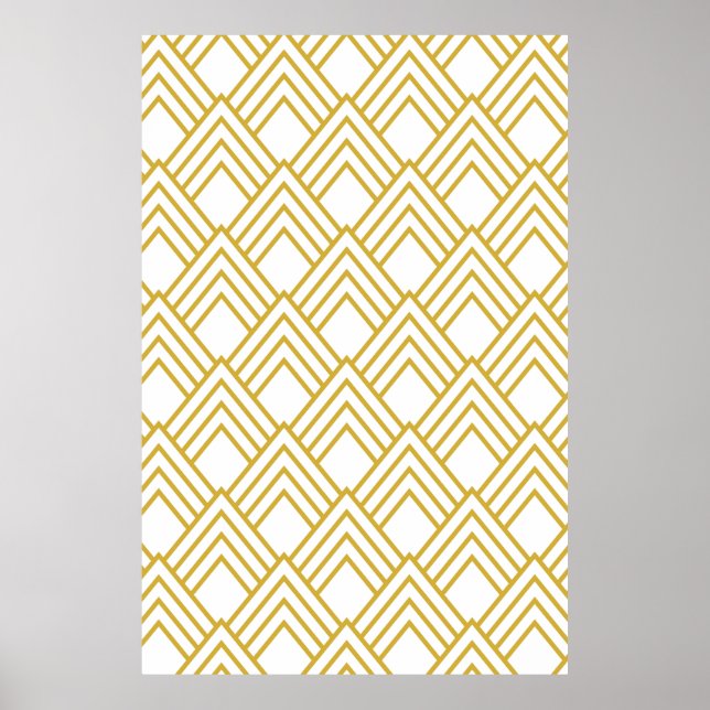 Póster Abstract geometrical, white and gold (Frente)