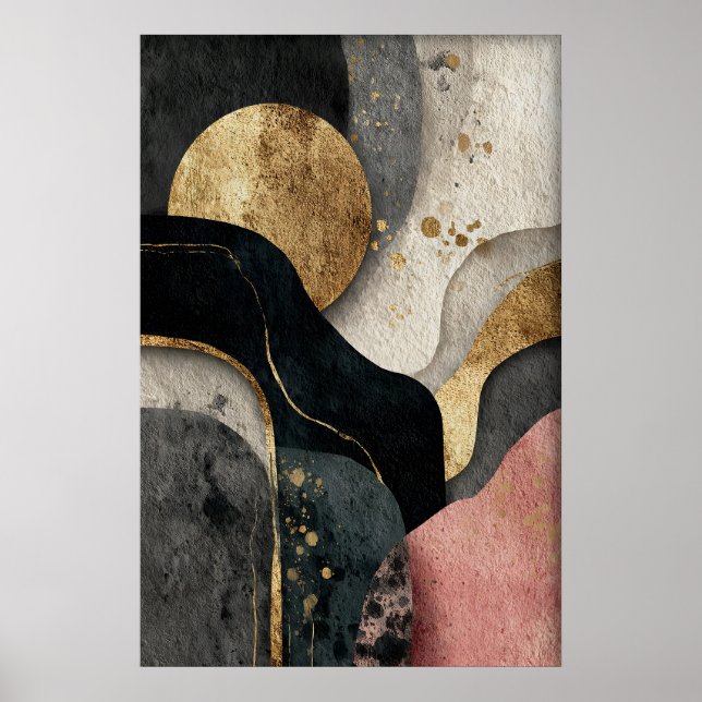 Póster Abstract Gold Minimalist Print, Boho Printable (Frente)